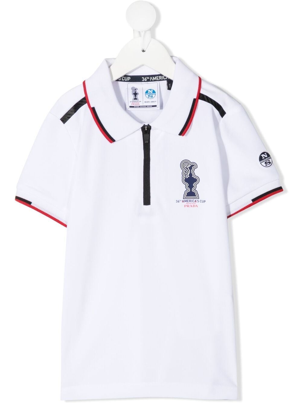 Prada Kids' Logo Short-sleeve Polo Shirt In Bianco