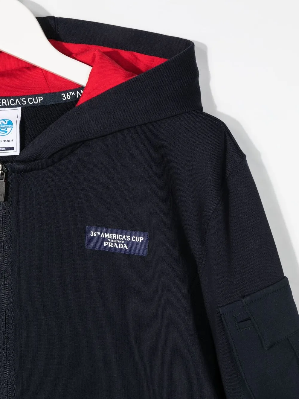 PRADA TEEN LOGO ZIPPED HOODIE
