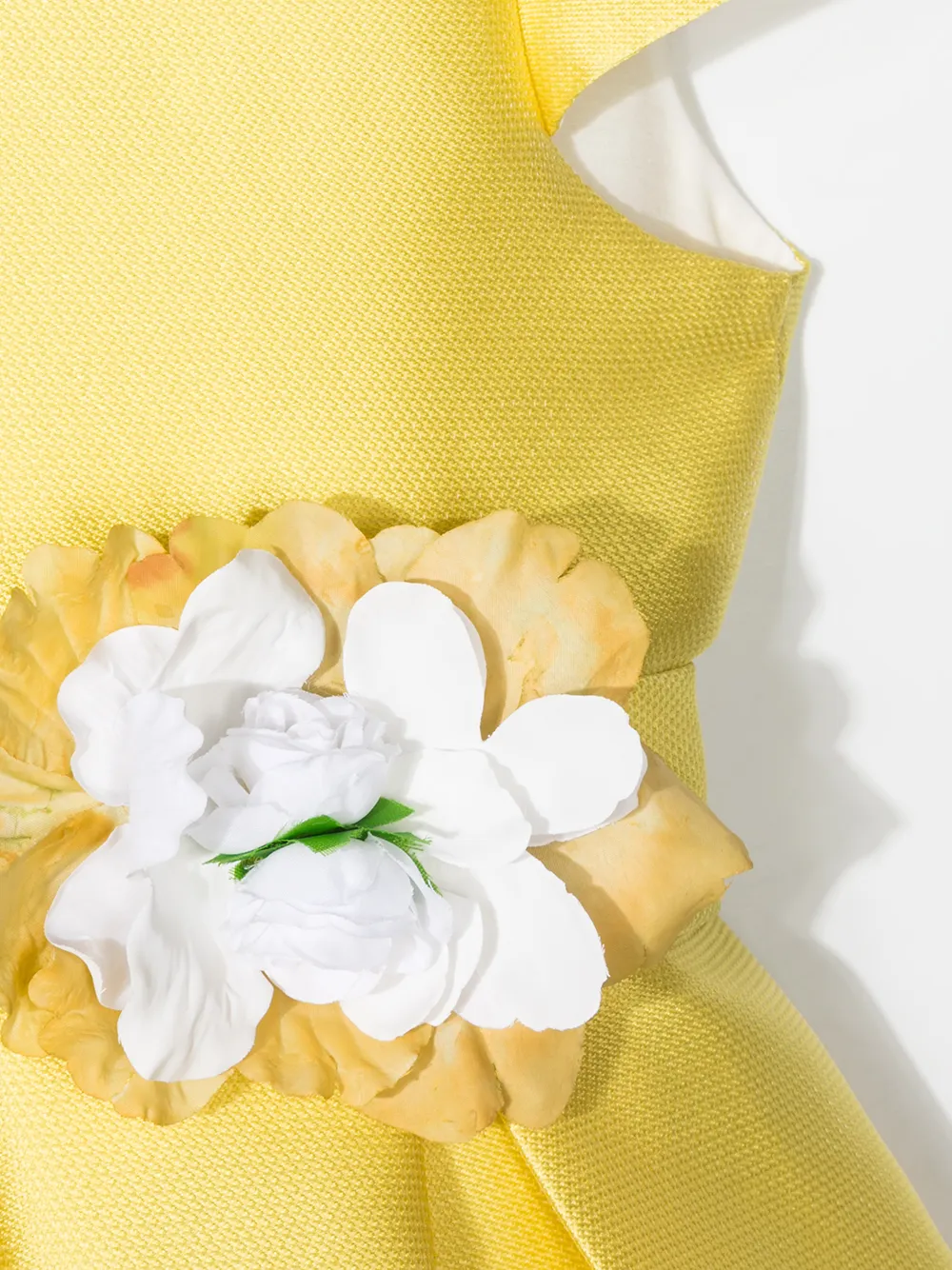 Mimilù Floral Detail Flared Dress In Yellow