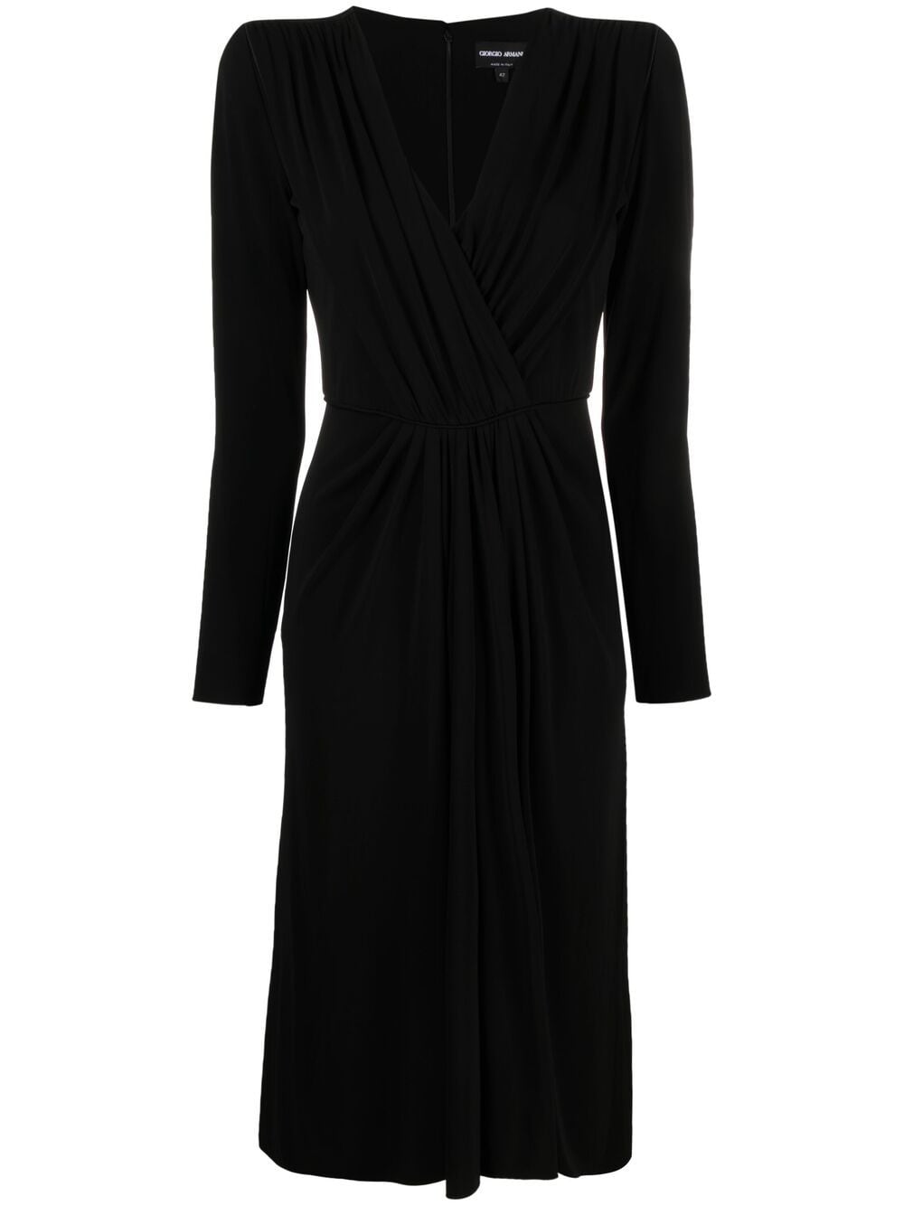 Giorgio Armani Draped Milano Stitch Midi Dress In Black | ModeSens GB