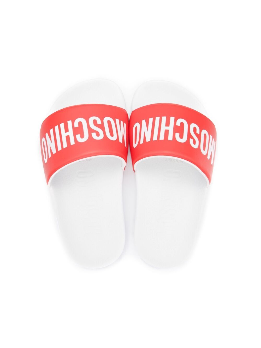 Shop Moschino Logo-print Slides In White