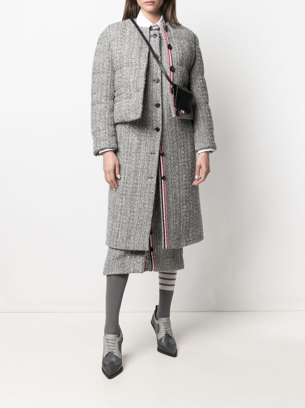 фото Thom browne твидовый пуховик