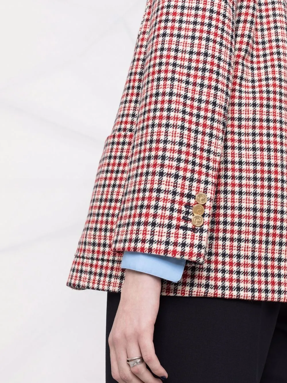  Thom Browne Check-pattern Single Breasted Blazer - Red 