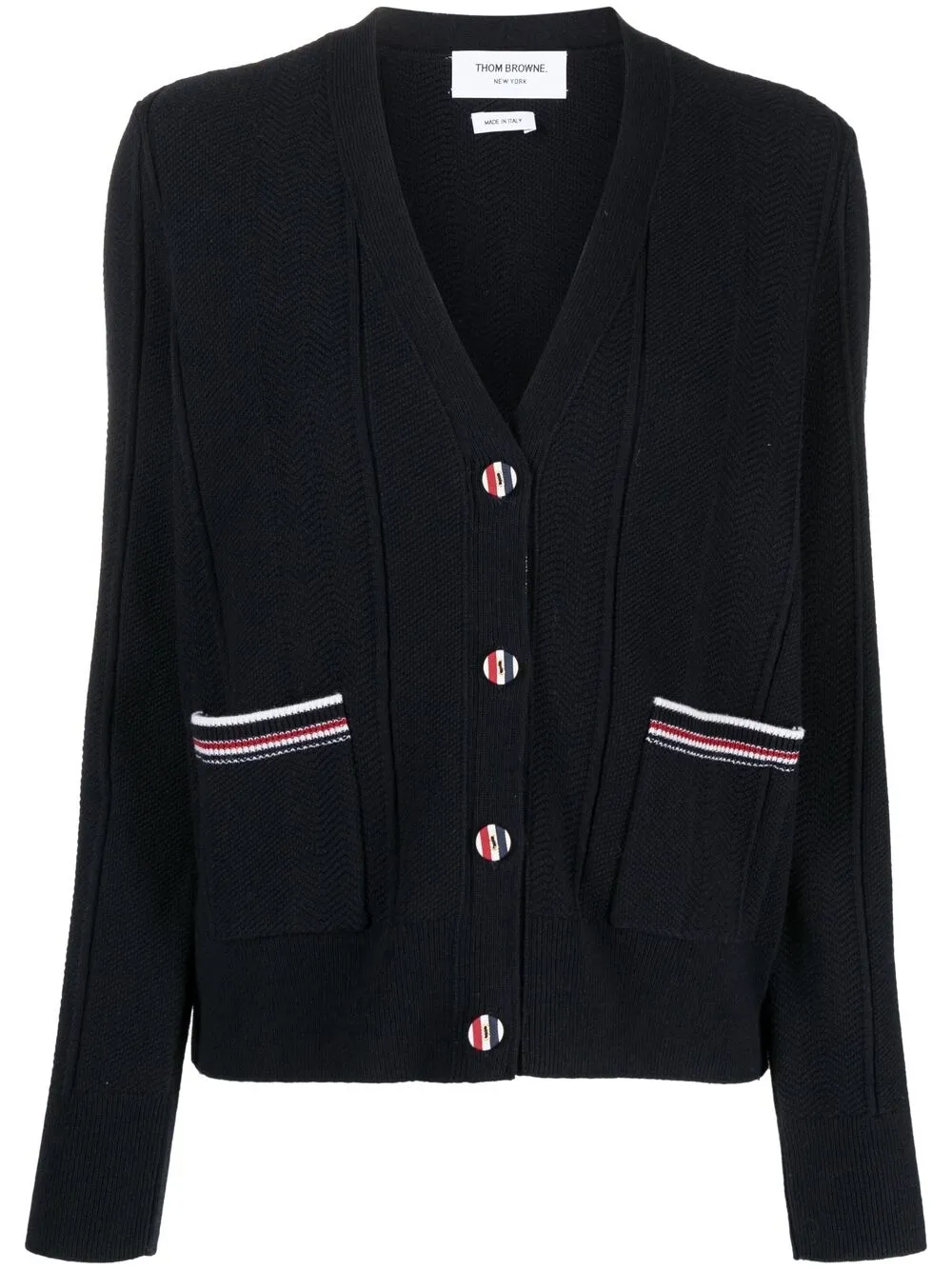 Image 1 of Thom Browne RWB-stripe cardigan
