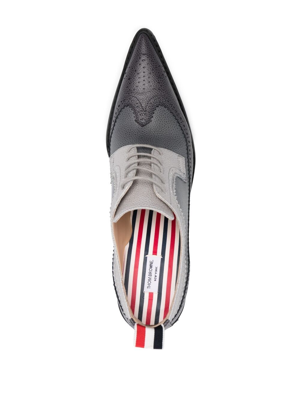 Shop Thom Browne Pointed Brogue Pumps In Grau