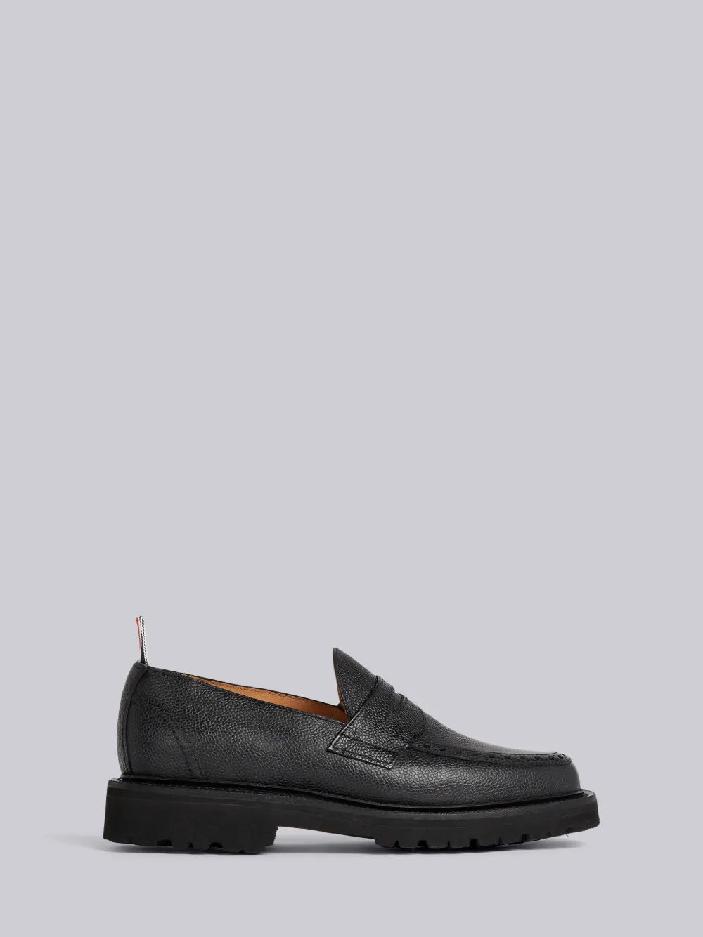 Thom Browne Hammered Leather Moccasin In Black