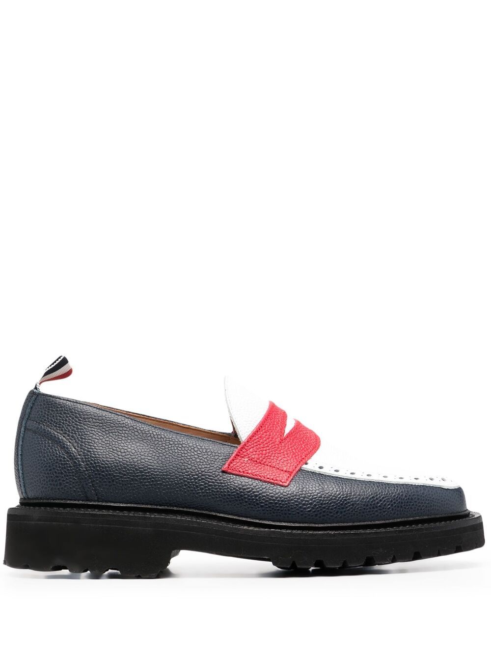 

Thom Browne contrast panel pebbled loafers - Blue