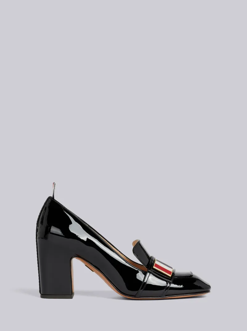 Black Soft Patent Leather Striped 