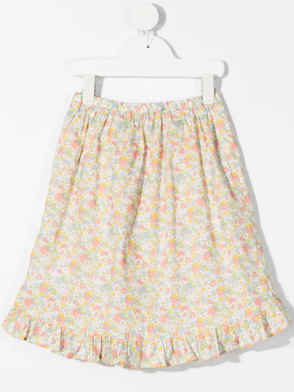 Shop Bonpoint Ruffled Floral Print Skirt In Neutrals