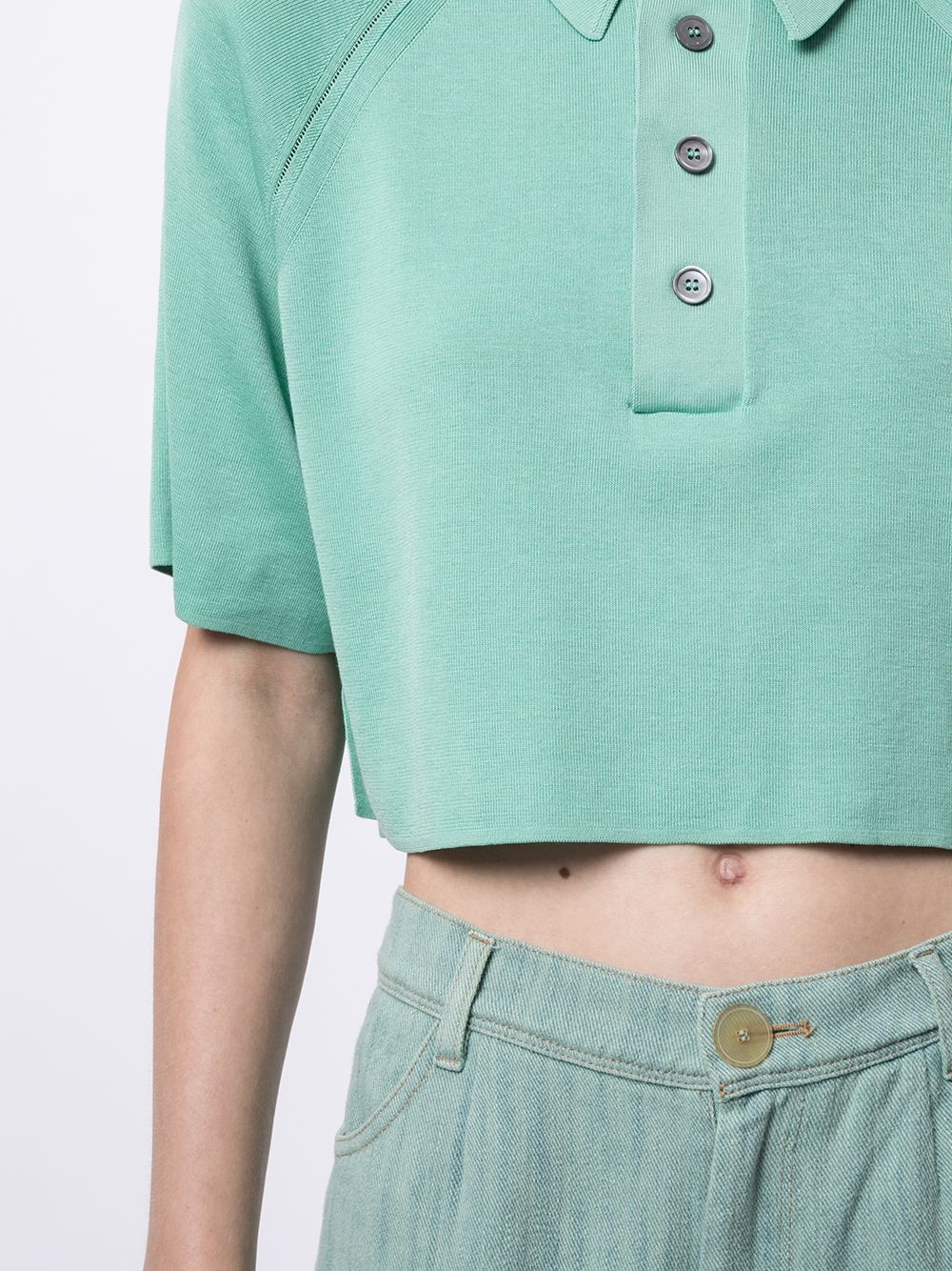 Shop Forte Forte Cropped Polo Top In Green