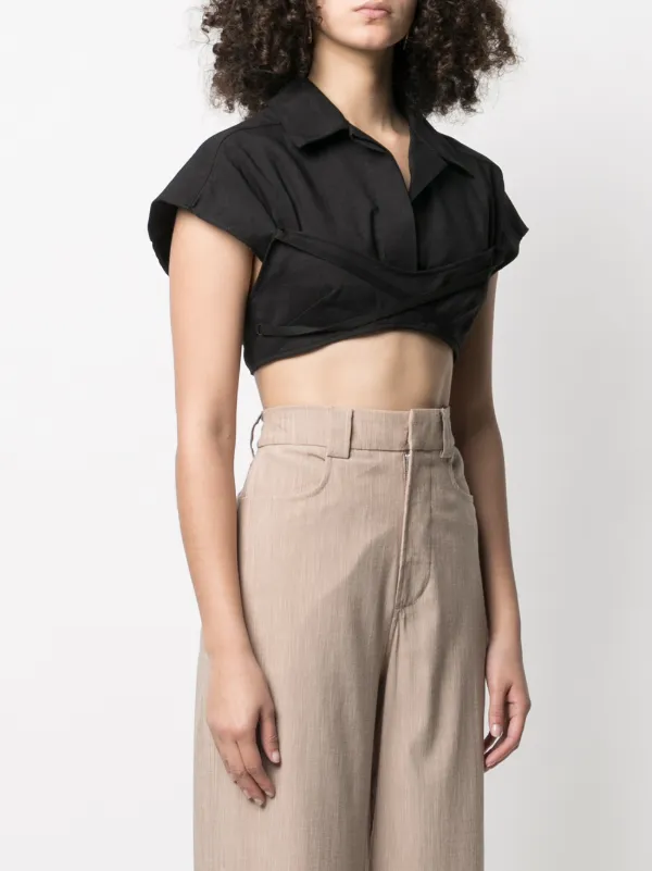 Shop Jacquemus short-sleeve crop top 
