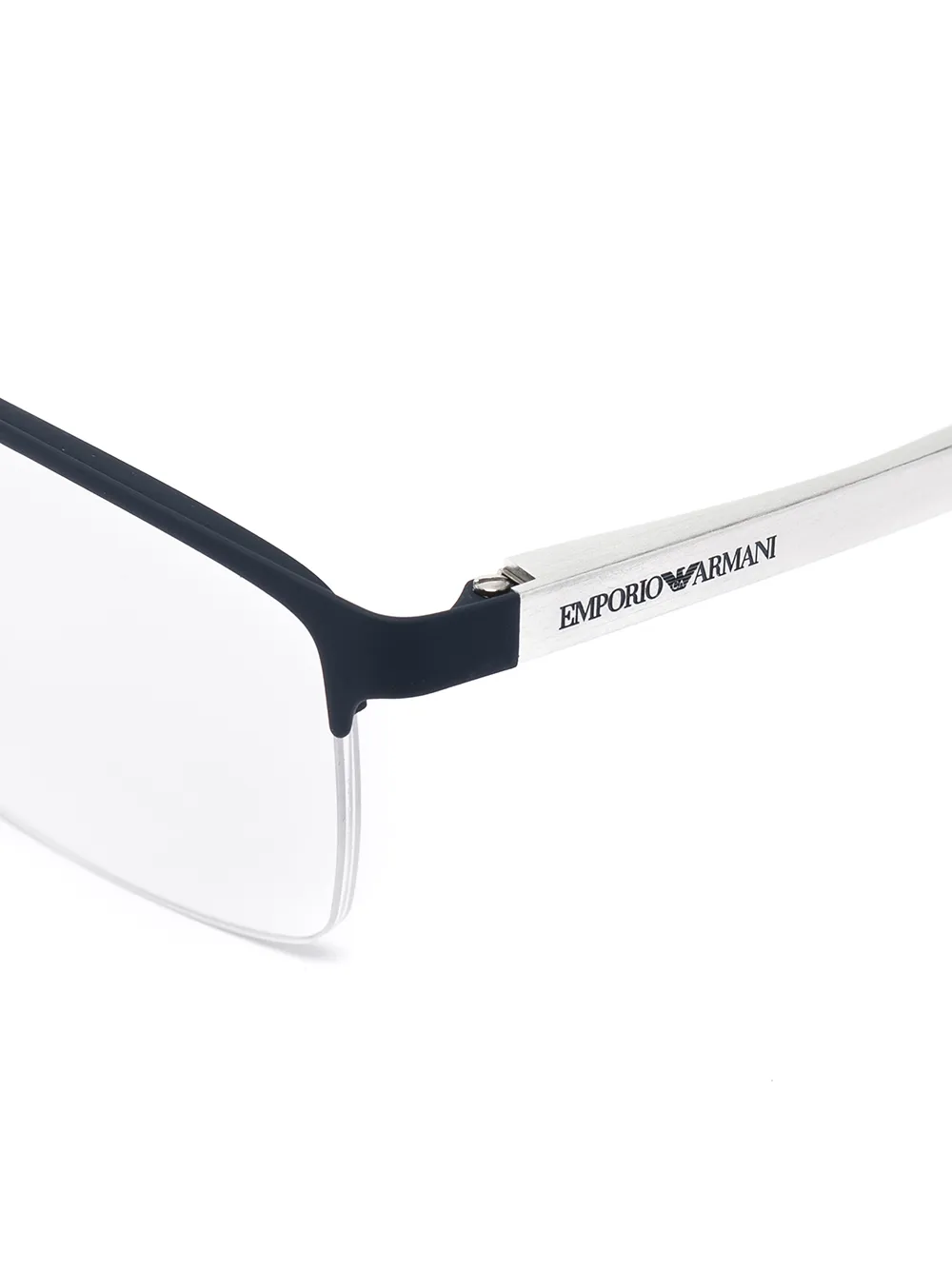 Shop Emporio Armani Logo Square Glasses In Silver