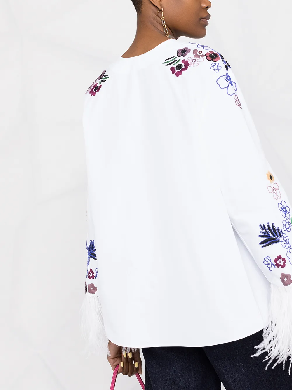 Valentino Garavani Top met veren afwerking Wit