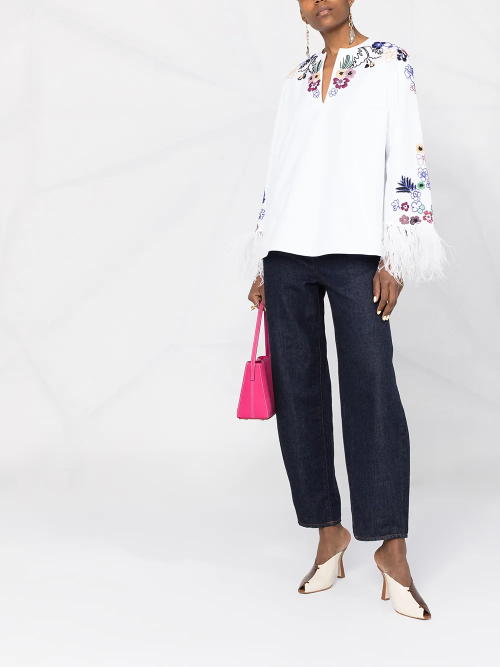 Valentino Garavani Top met veren afwerking - Wit