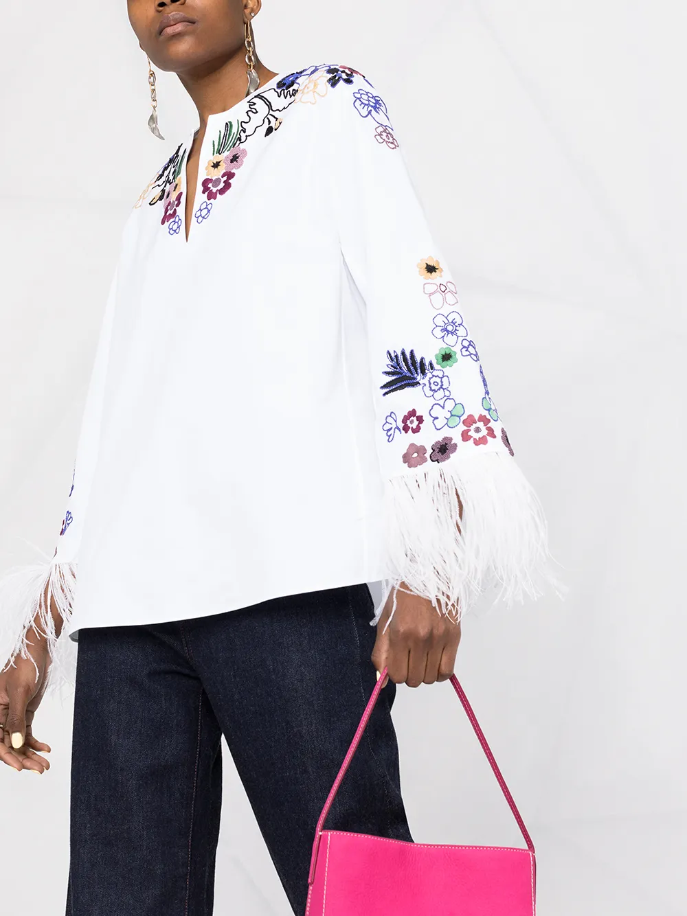 Valentino Garavani Top met veren afwerking Wit