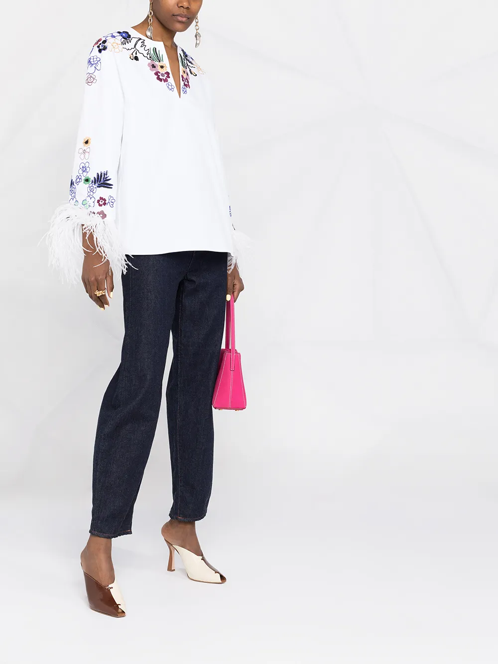 Valentino Garavani Top met veren afwerking Wit