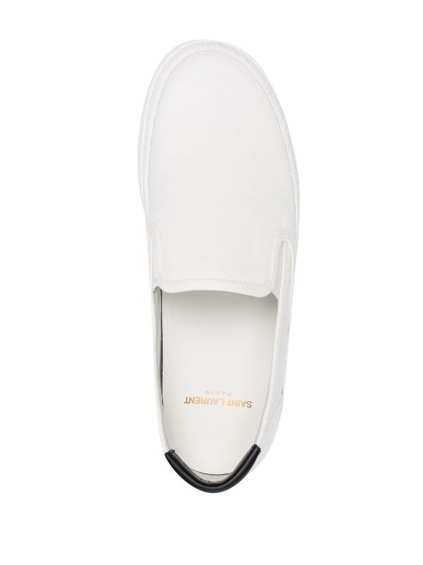 Shop White Saint Laurent Logo Print Slip On Sneakers With Express Delivery Worldarchitecturefestival