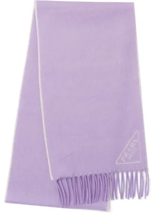 Prada プラダ花柄マフラー 紫とベージュ137 x 21 Prada logo-jacquard Cashmere Scarf | Purple | FARFETCH