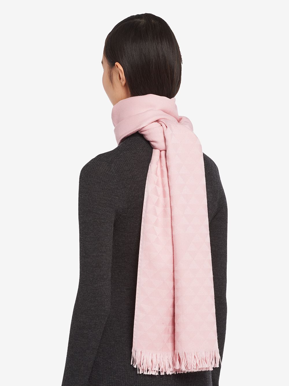 Shop Prada Triangle-jacquard Cashmere Scarf In Pink