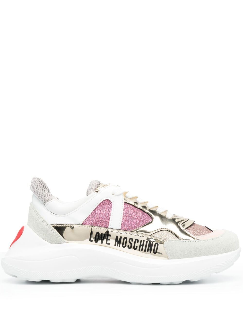 Vervelen onbekend pad Love Moschino Logo-print Lace-up Trainers In Gold | ModeSens