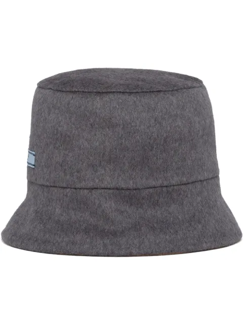 Prada logo-patch cashmere bucket hat