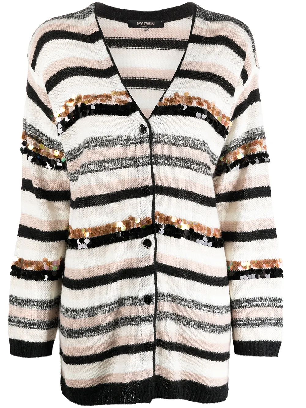 

TWINSET sequin-embellished striped cardigan - Neutrals