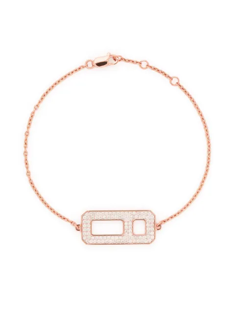 AS29 Pulsera De Cadena DNA En Oro Rosa De 18kt Con Diamantes En Pavé