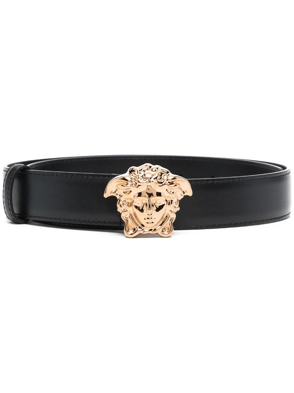 Versace Medusa Leather Belt, Male, Black, 100