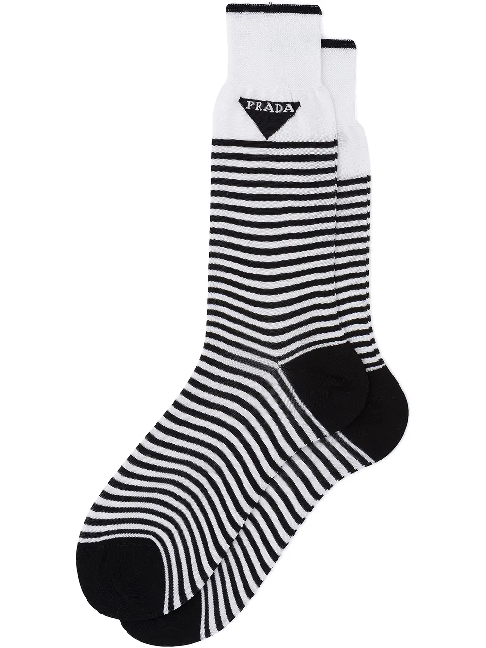 Prada Horizontal-stripe Ankle Socks In White