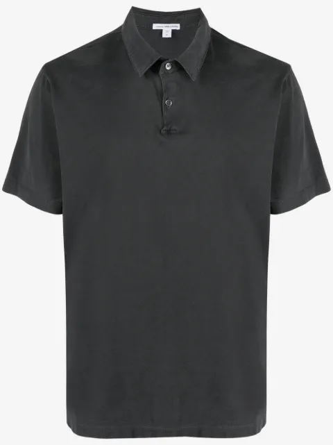 James Perse sueded-jersey polo shirt