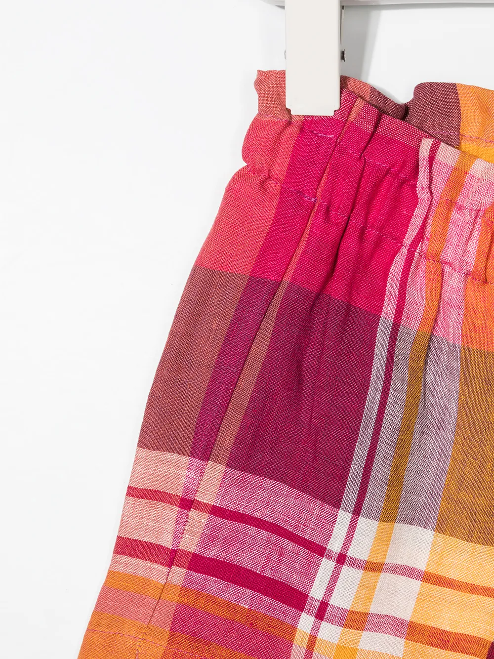  Il Gufo Check Print Linen Shorts - Pink 