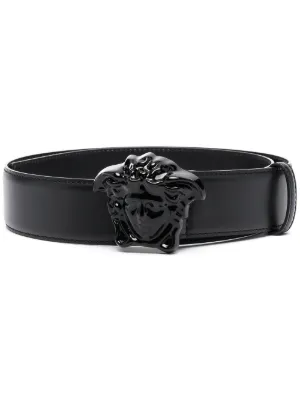 Versace Men's La Medusa Leather Belt - Black - Belts