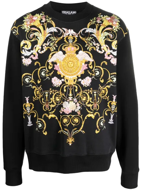 Versace Jeans Couture Moletom De Algodão Com Estampa Barroca Menor preço em Versace Jeans Couture Moletom De Algodão Com Estampa Barroca