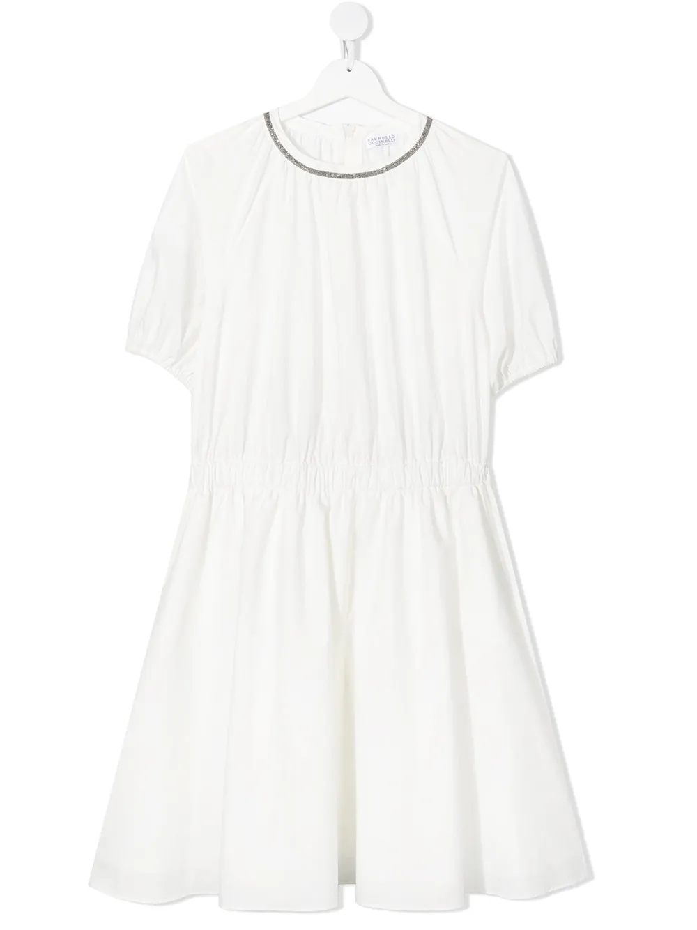 

Brunello Cucinelli Kids vestido skater con detalles Monili - Blanco