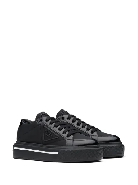 Prada logo leather platform sneakers Clearance