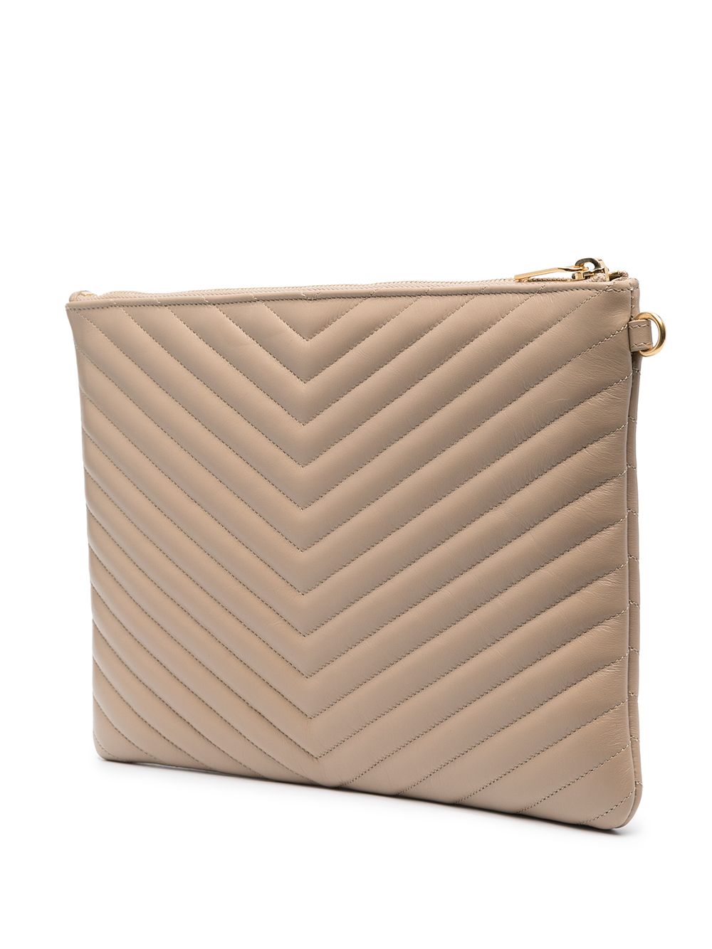 Saint Laurent Clutch met logoplakkaat Beige