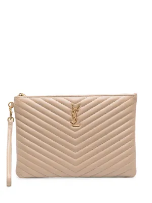 ysl monogram leather clutch