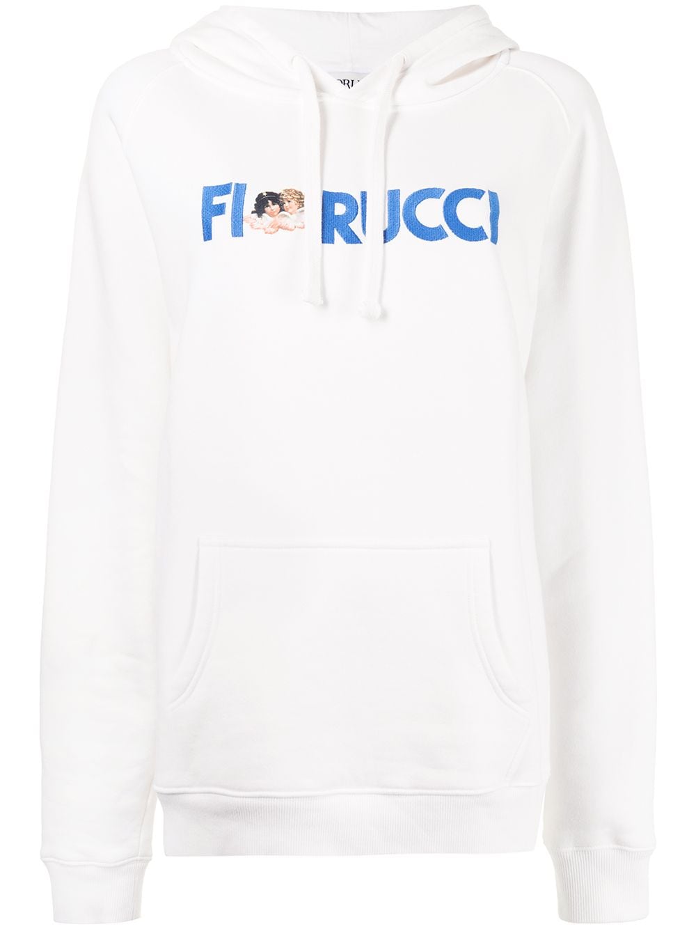 Fiorucci Embroidered-logo Organic-cotton Hoodie In Weiss