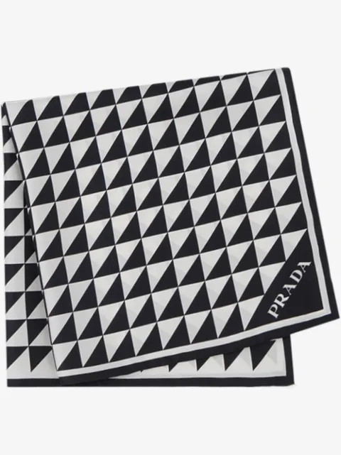 Prada triangle-logo twill scarf