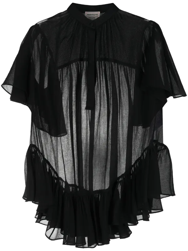 Alexander McQueen Sheer Ruffled Blouse 