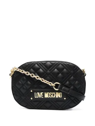 love moschino black quilted cross body bag