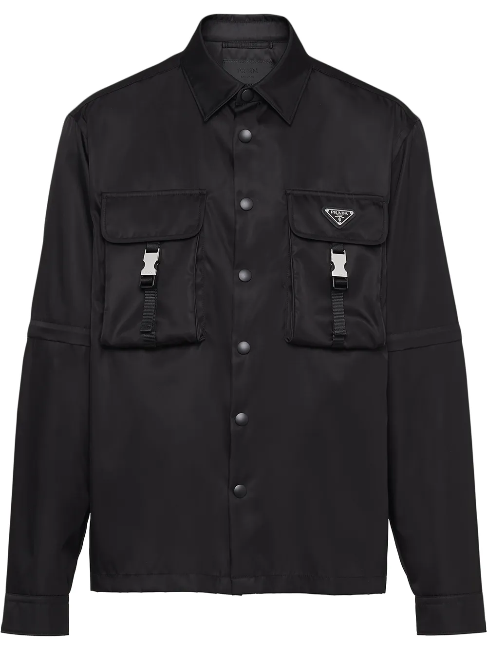 Prada: Black Press-Stud Denim Shirt