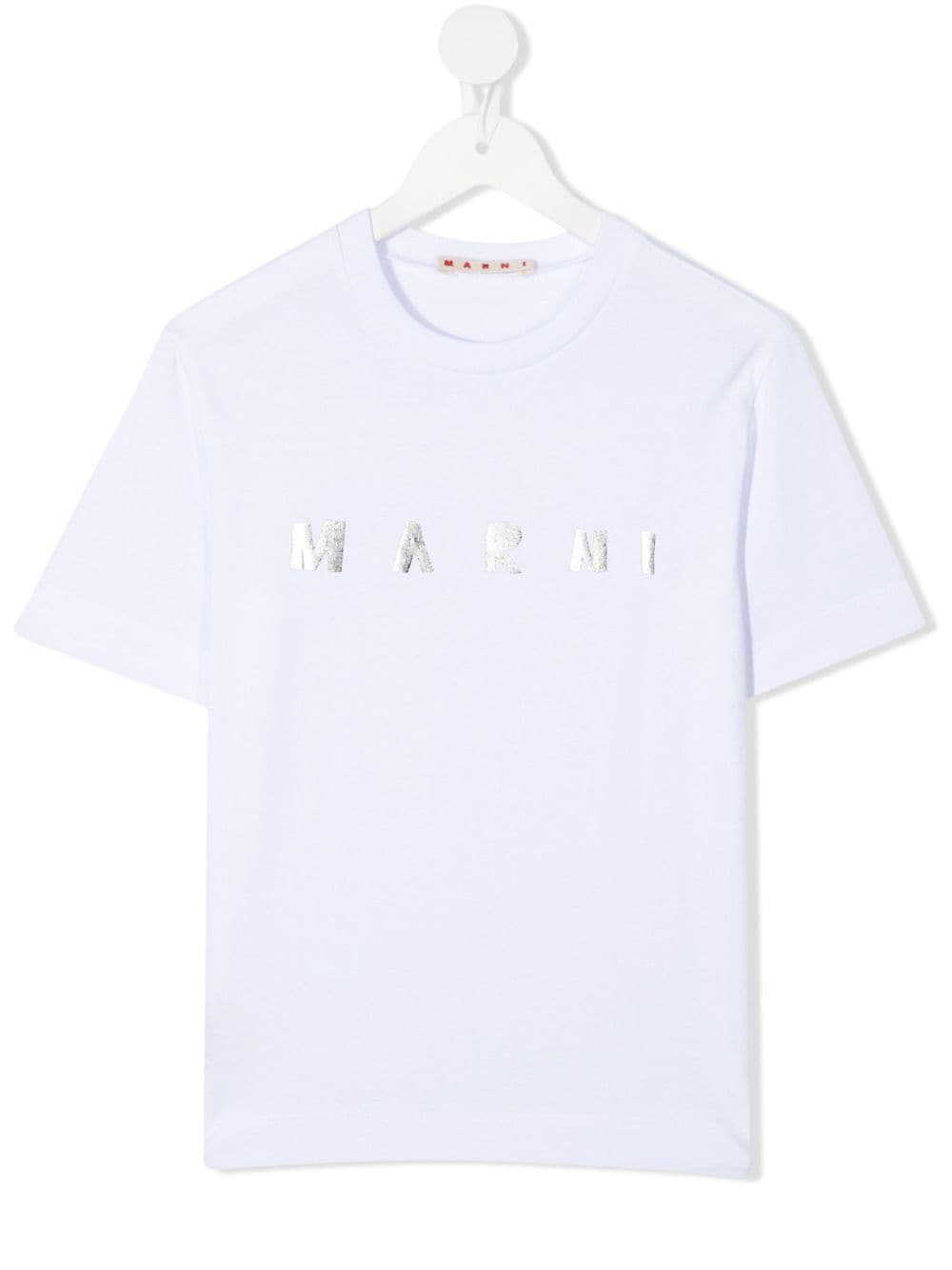 Marni Kids' Metallic-effect Logo Cotton T-shirt In White