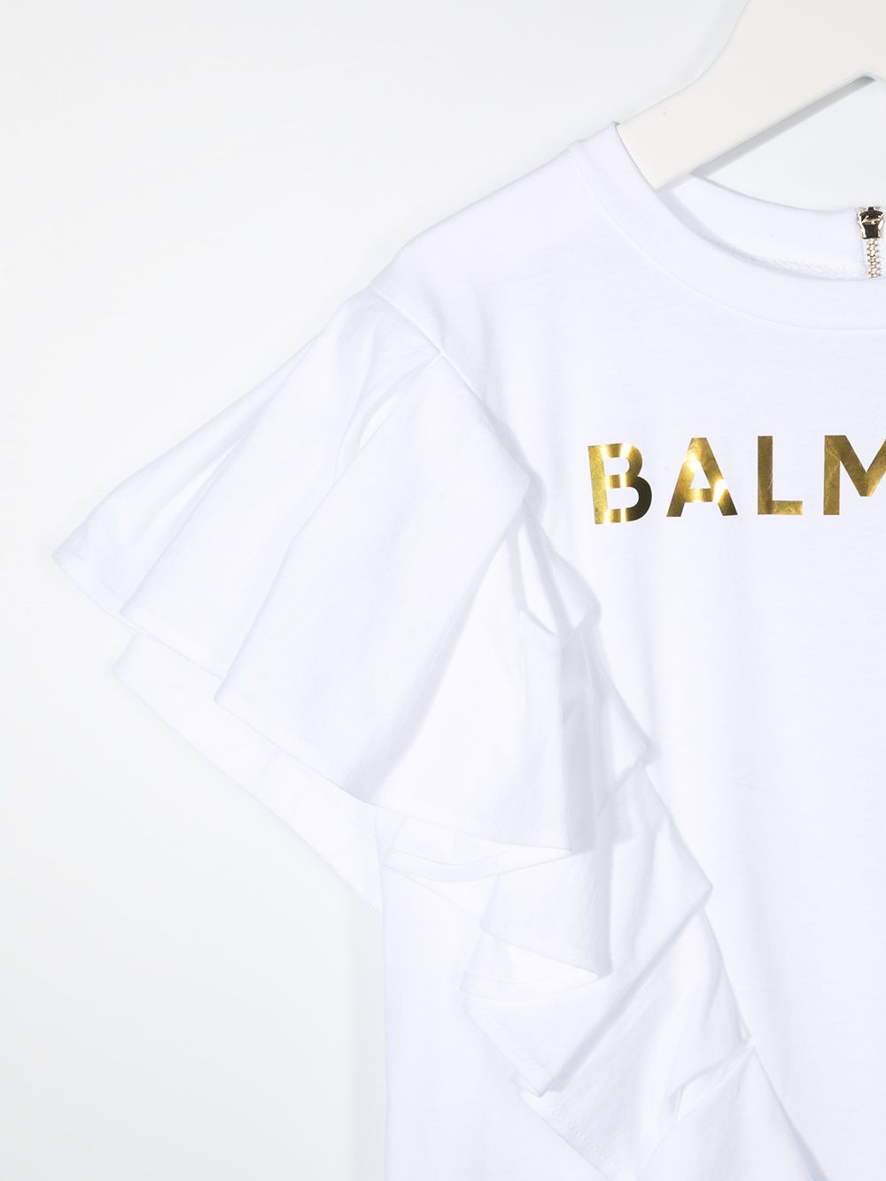 фото Balmain kids платье-футболка с логотипом металлик