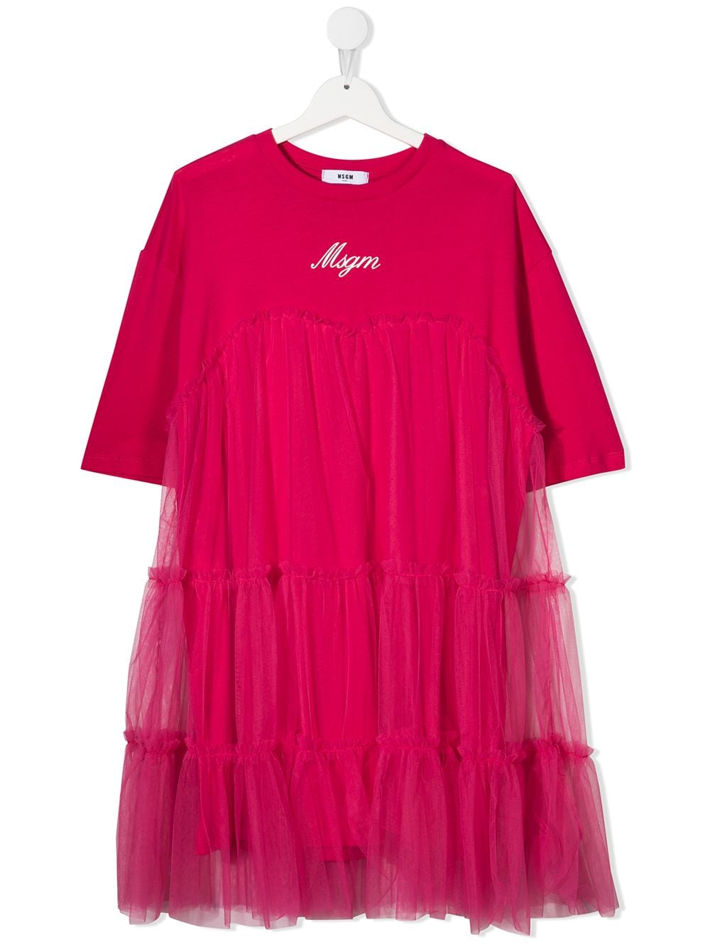 Msgm Kids платье-футболка с оборками и логотипом Розовый MS026844 16436653