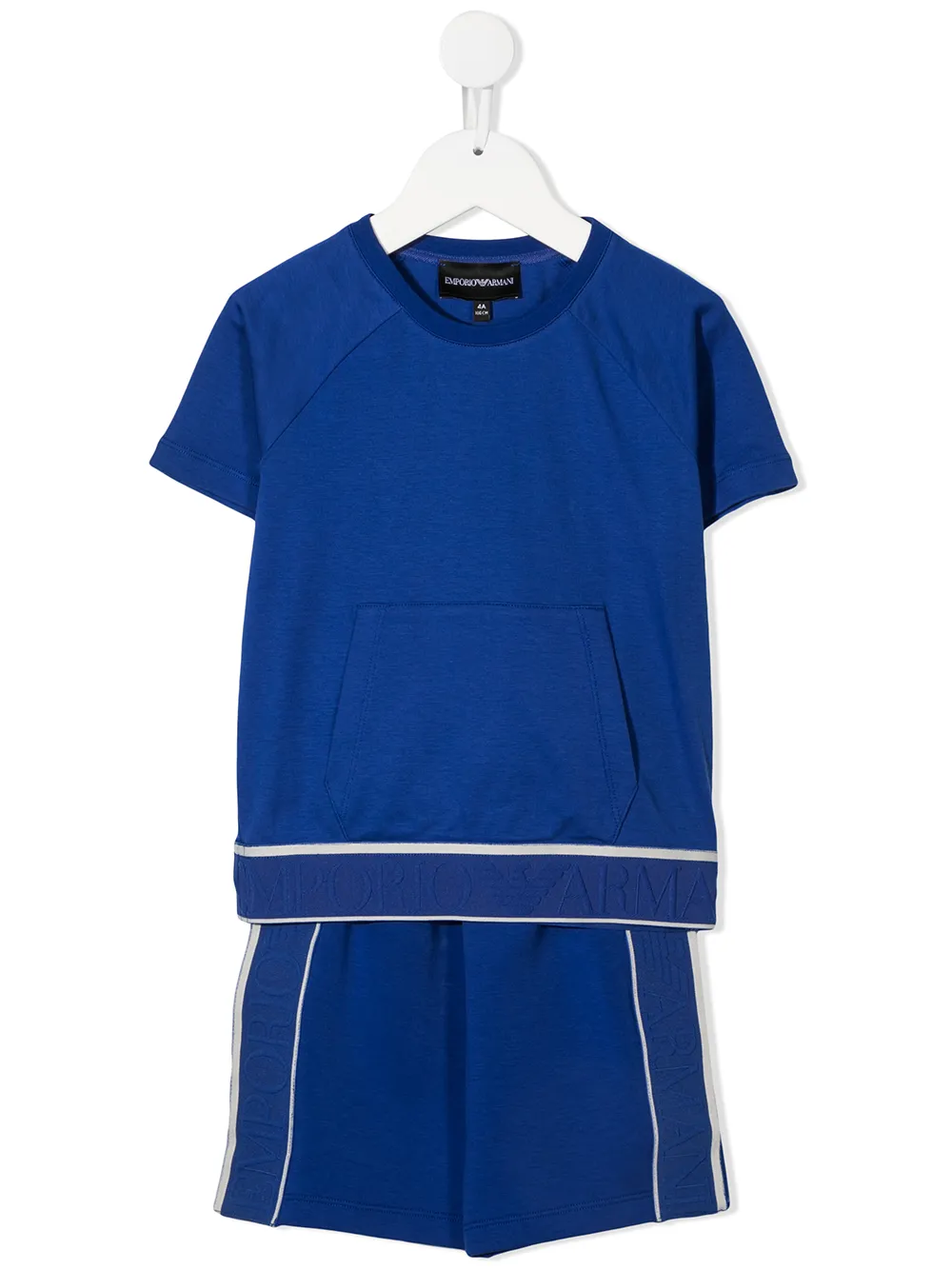 

Emporio Armani Kids logo tape cotton T-shirt shorts set - Blue