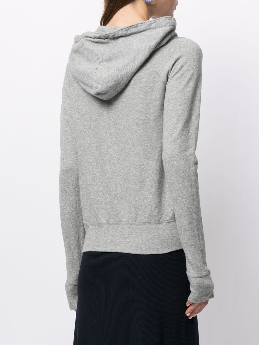 Shop James Perse Fleece Drawstring Hoodie In Grey