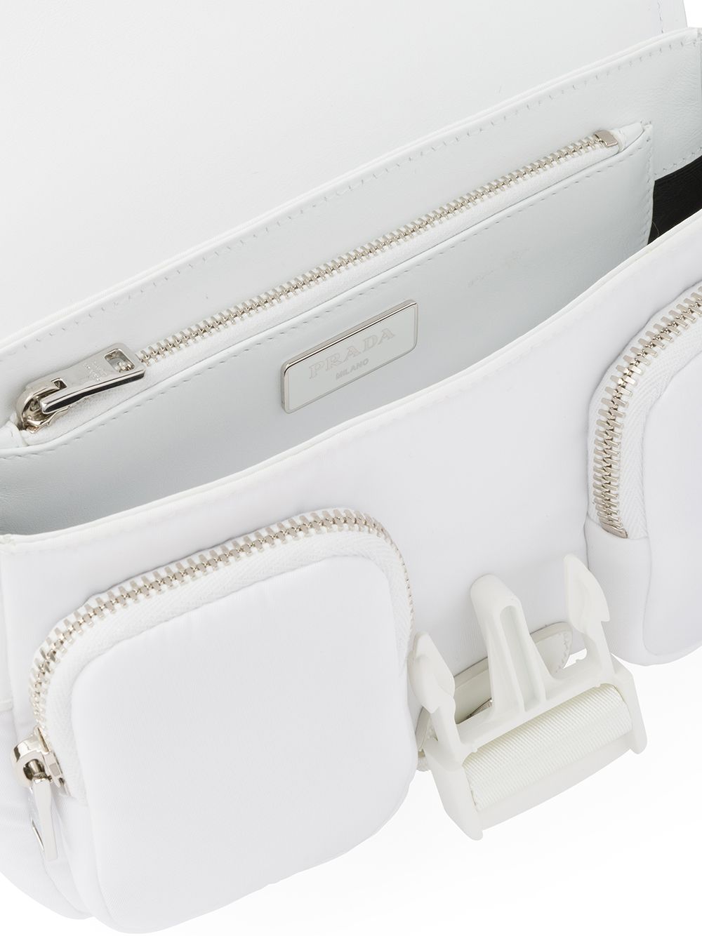 Shop Prada Pocket Detail Shoulder Bag In White