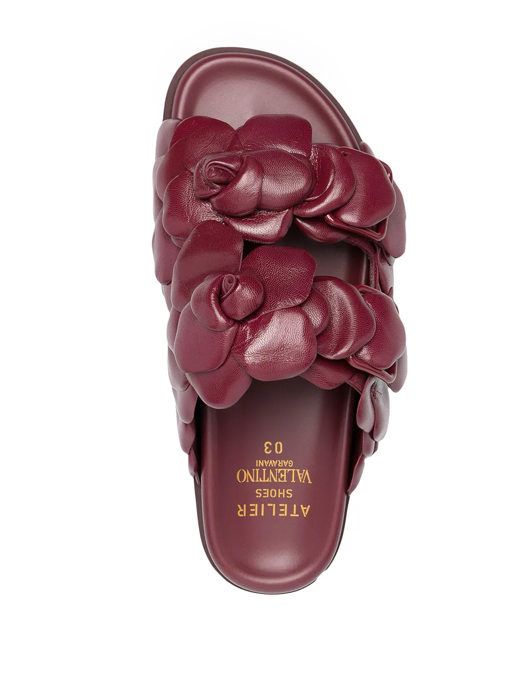 Valentino Atelier Petal-effect Leather Slides In Red