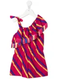 MSGM Kids one-shoulder striped dress - Pink